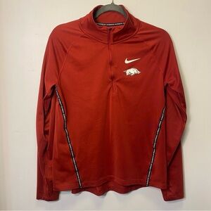 Nike DR-FIT Arkansas Razorbacks 1/4 Zip Performance Pullover Womens Med Red NCAA